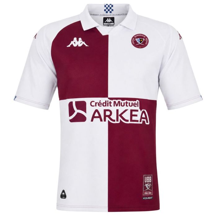 Maglia rugby trasferta UBB Kappa scacchiera Bordeaux Bianco 2026/2027