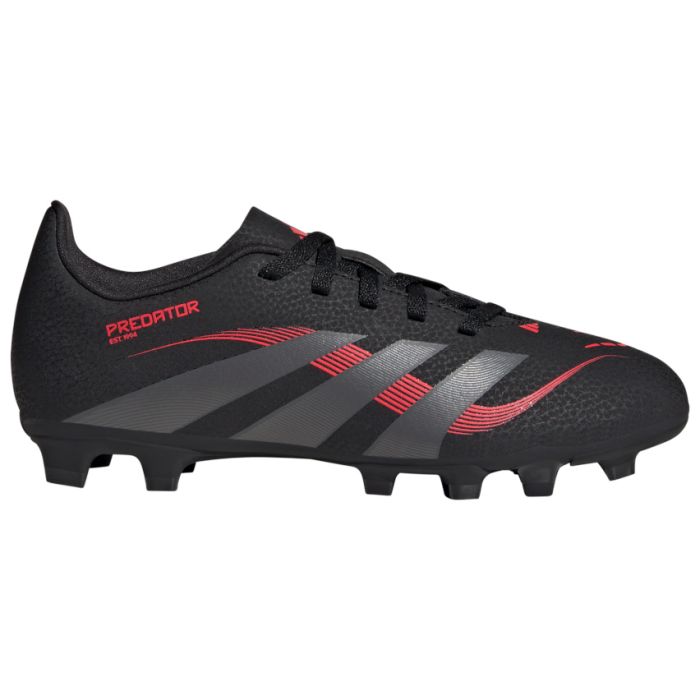 Scarpino rugby bambino Adidas Predator Club nero rosso vista laterale