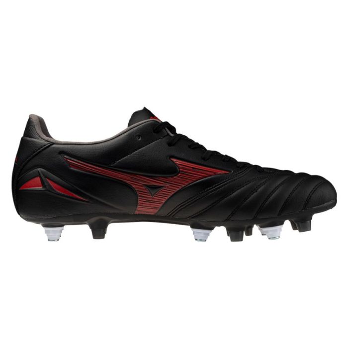 Scarpe Rugby Morelia Neo IV Pro Mix Tacchetti Ibridi Terreno Misto Nero e Rosso - Mizuno
