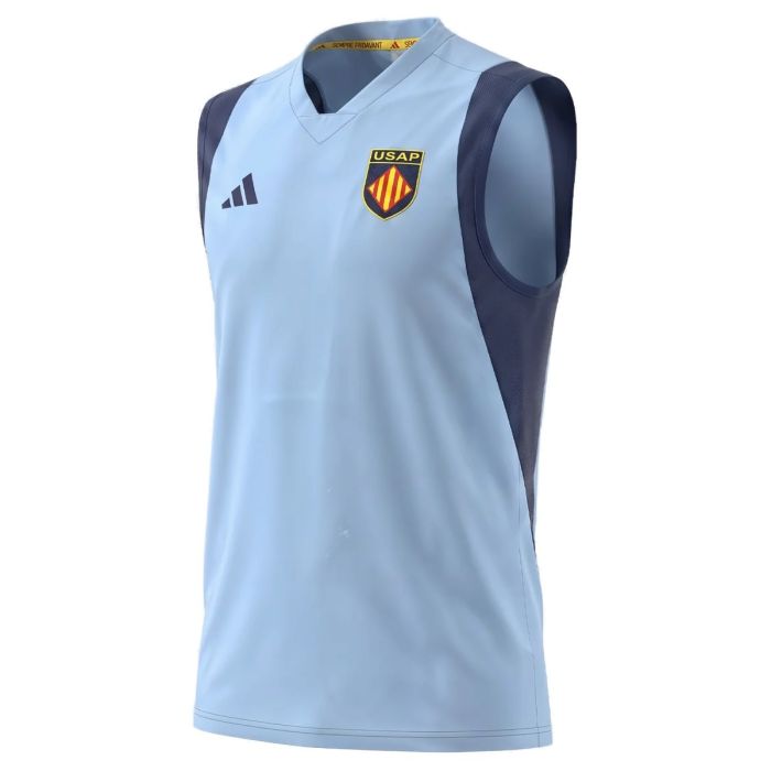 Canottiera rugby USAP Perpignan azzurra Adidas casa 2026 vista frontale