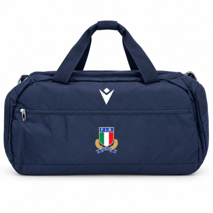 Borsa sportiva rugby Italia blu marino Macron logo FIR ricamato
