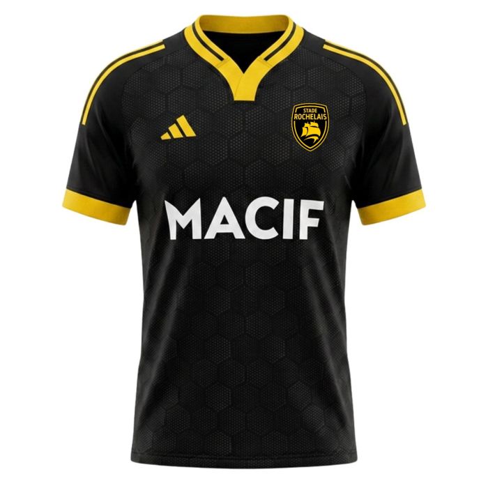 Maglia rugby Stade Rochelais nero giallo casa Adidas 2026
