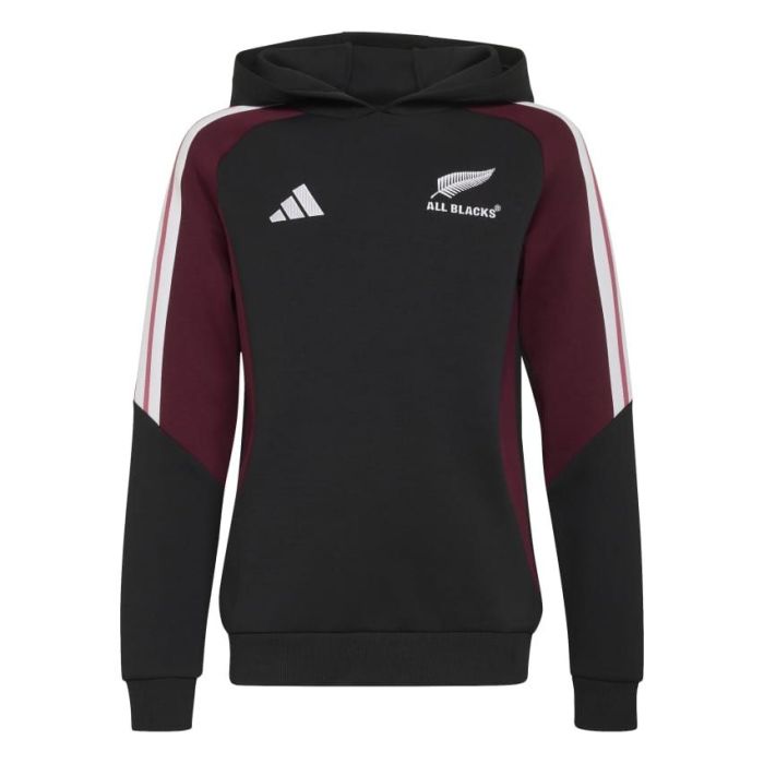 Felpa cappuccio All Blacks bambino nero bordeaux Adidas vista frontale