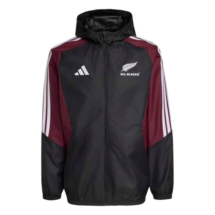 Felpa cappuccio rugby All Blacks Adidas nera vista frontale 2026