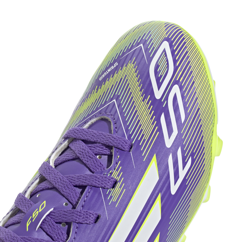 Scarpe Rugby con Tacchetti Stampati F50 Club FG/MG Bambino Viola/Verde - Adidas