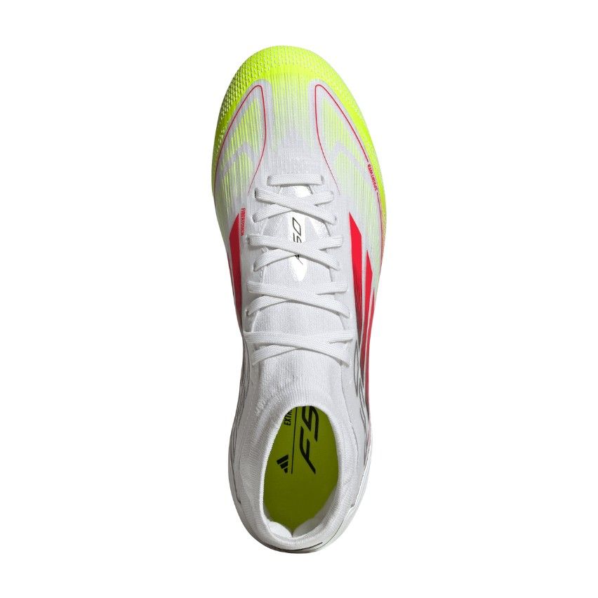 Scarpe da Rugby Donna F50 Pro FG Tacchetti Fissi Terreno Asciutto Bianco Fluo Rosso - Adidas