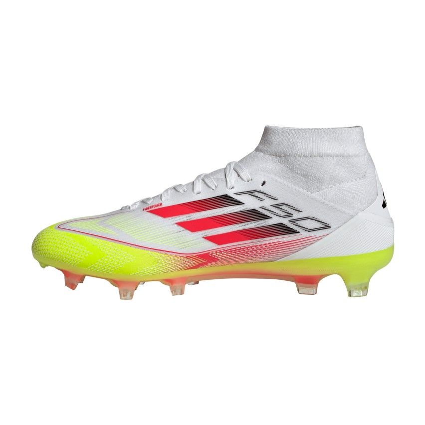 Scarpe da Rugby Donna F50 Pro FG Tacchetti Fissi Terreno Asciutto Bianco Fluo Rosso - Adidas