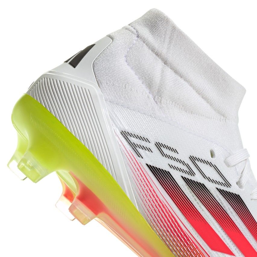 Scarpe da Rugby Donna F50 Pro FG Tacchetti Fissi Terreno Asciutto Bianco Fluo Rosso - Adidas