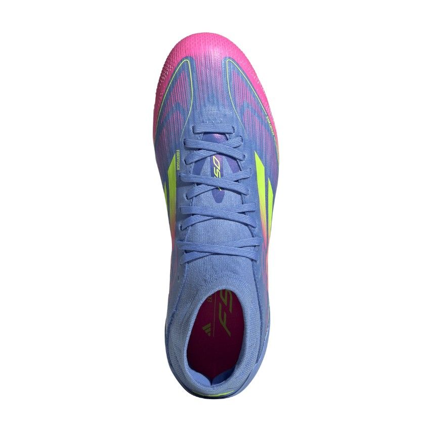 Scarpe da Rugby Donna F50 Pro FG Tacchetti Fissi Terreno Asciutto Blu Fluo Rosa - Adidas