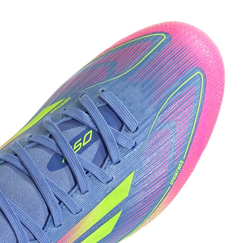 Scarpe da Rugby Donna F50 Pro FG Tacchetti Fissi Terreno Asciutto Blu Fluo Rosa - Adidas