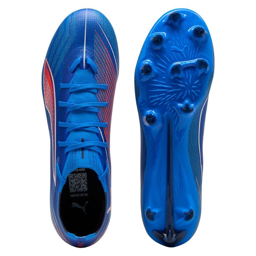 Scarpe da rugby Ultra 6 Match FG/AG con tacchetti stampati per terreni duri, blu e rosse - PUMA