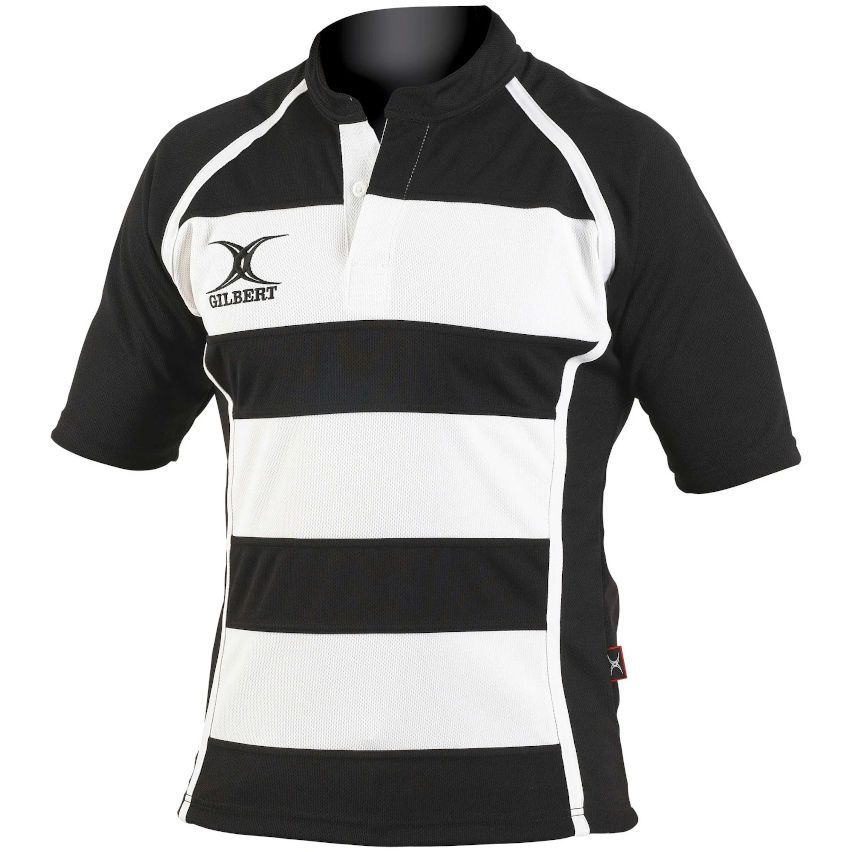 Maglia Rugby Allenamento Striata X ACT II Nero Bianco Gilbert - Main Image