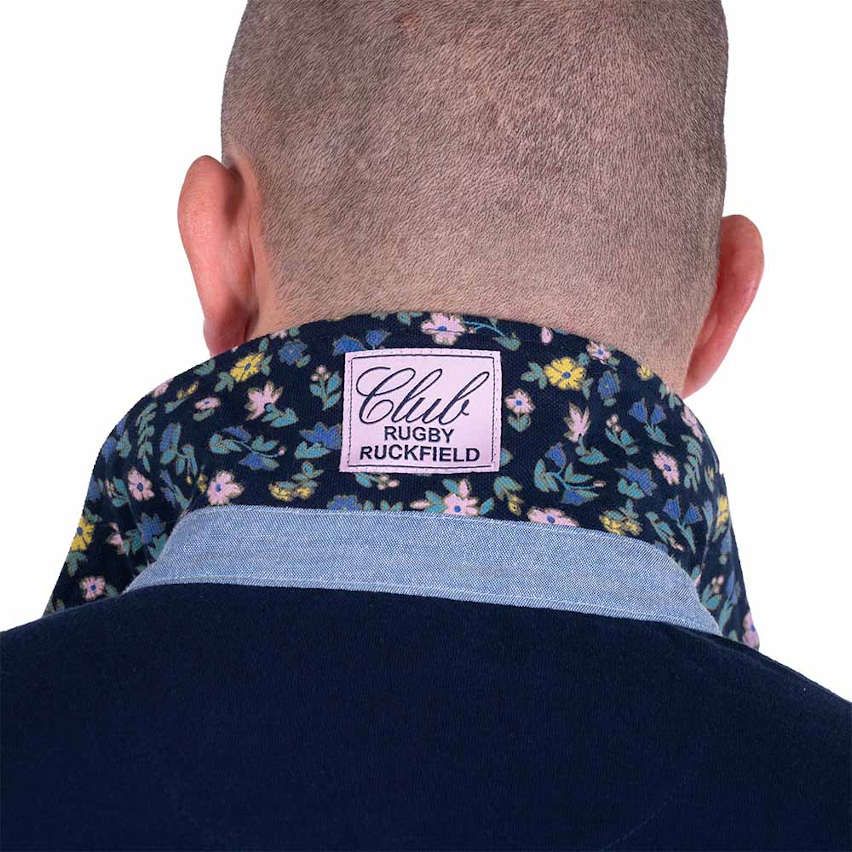 Polo Rugby Floreale Maniche Lunghe Blu Navy - Ruckfield