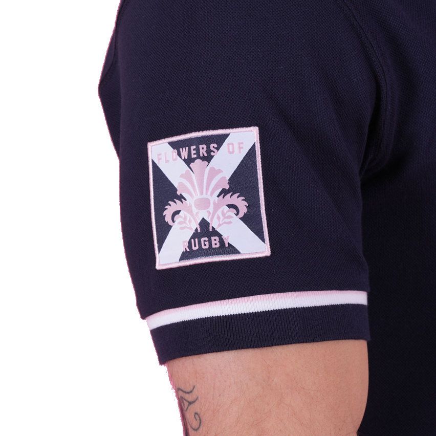 Polo Rugby Maniche Corte Flowers of Rugby 8 sulla Schiena Blu Marino - Ruckfield