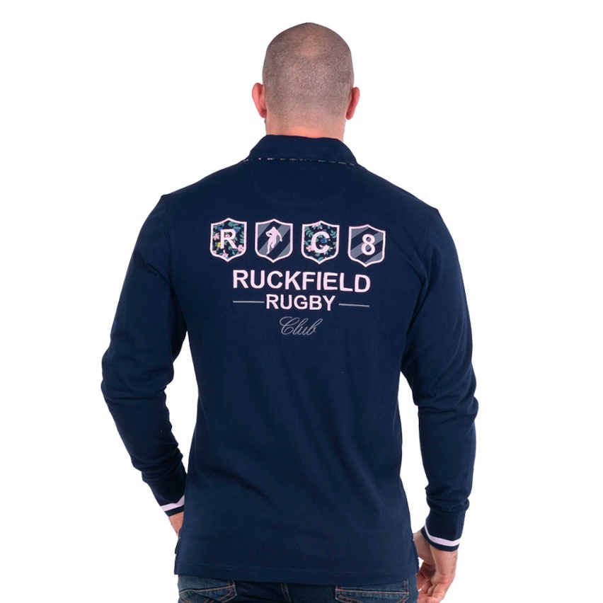 Polo Rugby Floreale Maniche Lunghe Blu Navy - Ruckfield
