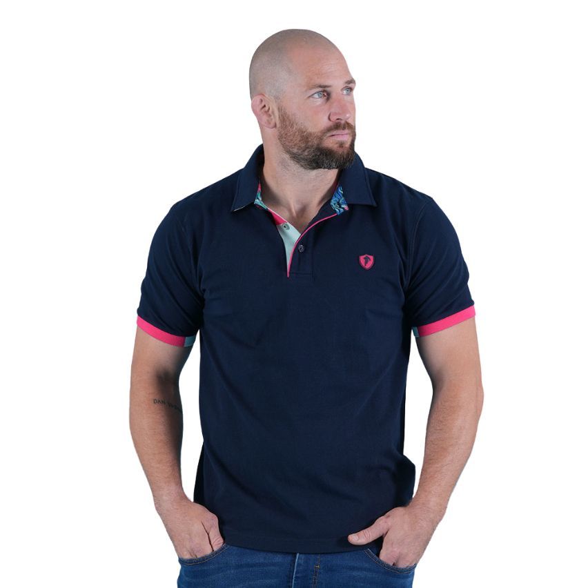 Polo blu navy a maniche corte Tropical Rugby - Ruckfield