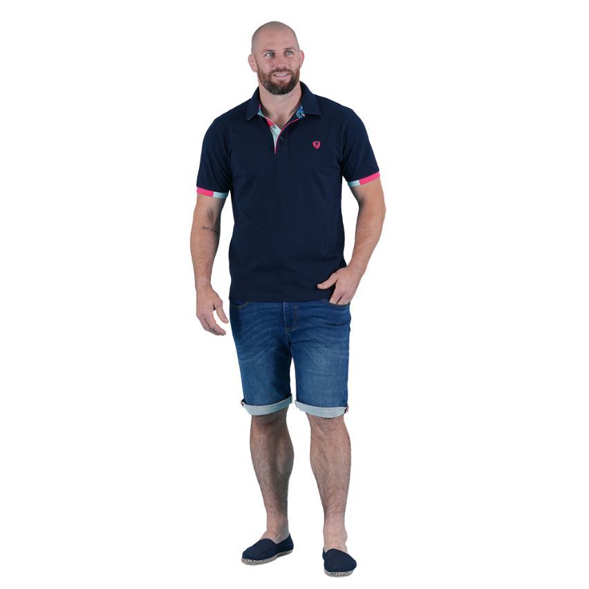 Polo blu navy a maniche corte Tropical Rugby - Ruckfield