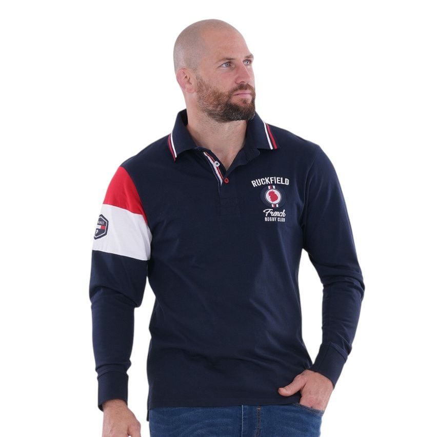 Polo a maniche lunghe French Rugby Club Blu Marino - Ruckfield