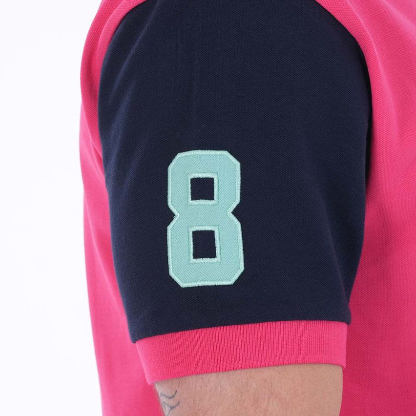 Polo Rugby Maniche Corte Bicolore fucsia / blu marino - Ruckfield