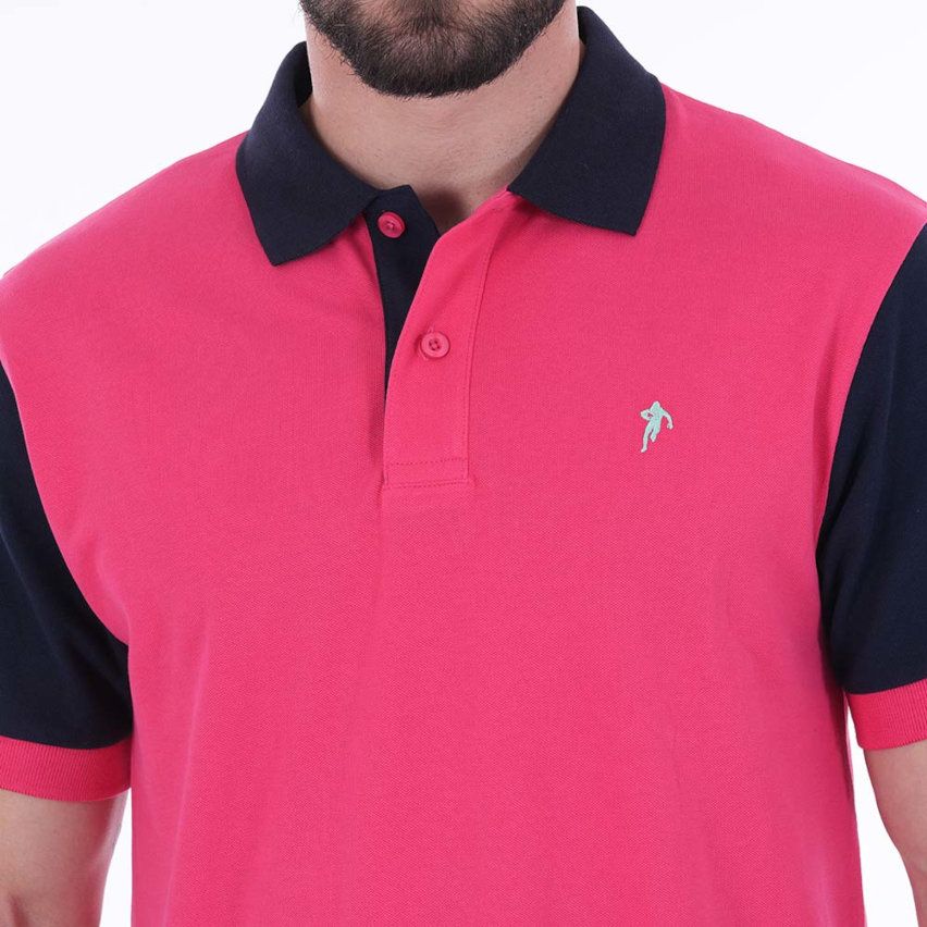 Polo Rugby Maniche Corte Bicolore fucsia / blu marino - Ruckfield