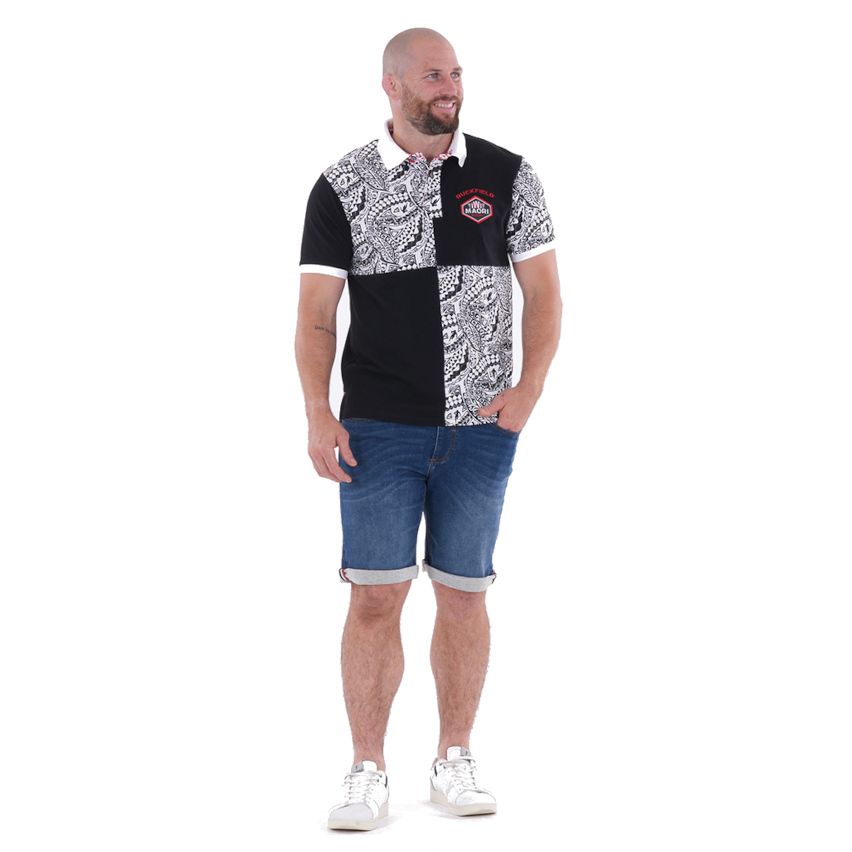 Polo Rugby Maniche Corte IWI Maori Nero - Ruckfield