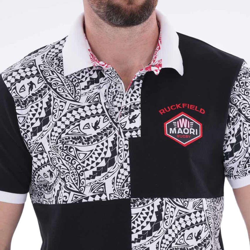 Polo Rugby Maniche Corte IWI Maori Nero - Ruckfield