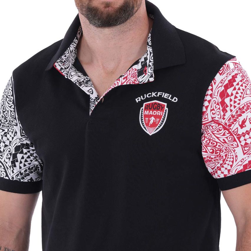Polo Rugby Manica Corta Maori Nero - Ruckfield