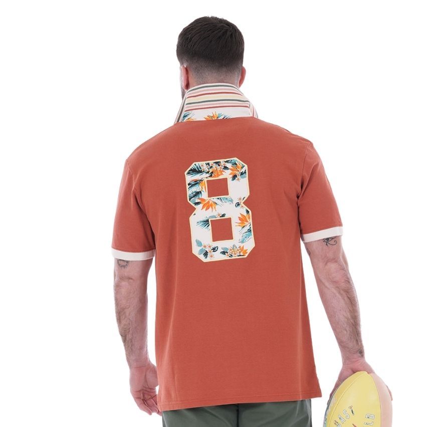 Polo Rugby a Maniche Corte Palm Beach terracotta - Ruckfield