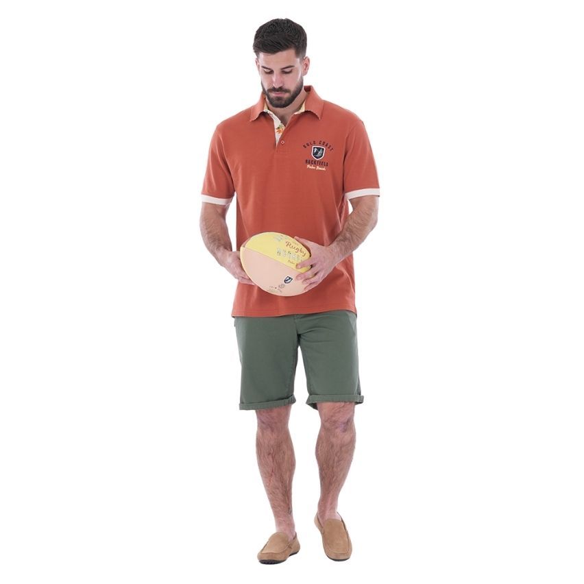 Polo Rugby a Maniche Corte Palm Beach terracotta - Ruckfield