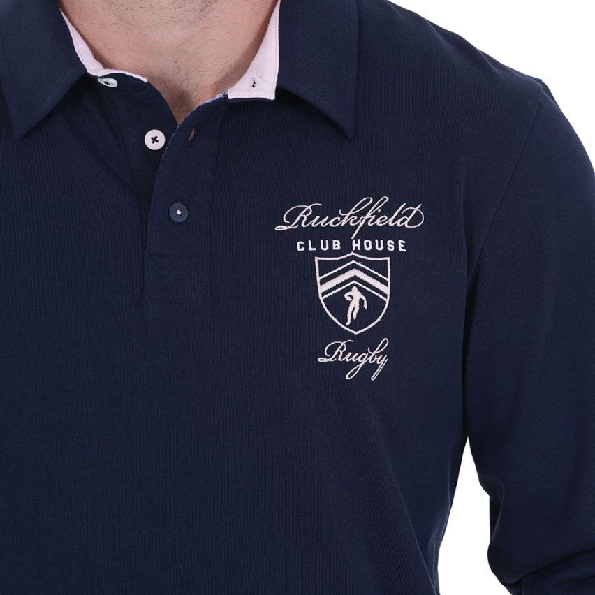 Polo a maniche lunghe blu navy Members Club House Rugby - Ruckfield