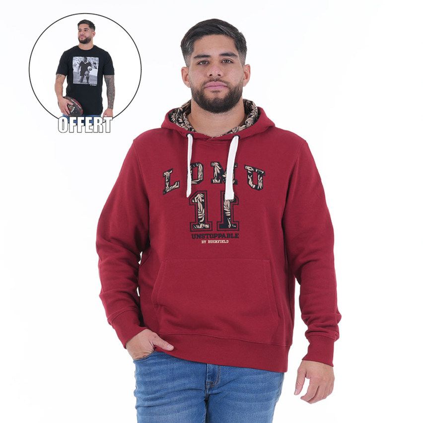 Sweat A Capuche JONAH LOMU Rosso Scuro - Ruckfield