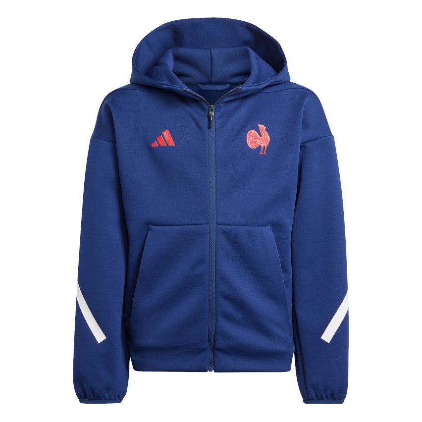 Felpa con cappuccio e zip Z.N.E Rugby Francia Bambino 2024 2025 Adidas boutique rugby