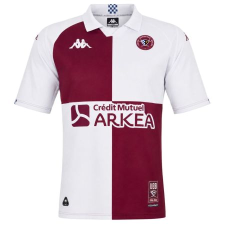 Maglia rugby UBB trasferta bambino 2026/2027 Kappa quadro bordeaux bianco