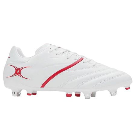 Scarpe da rugby SideSTEP X20 Power 6S con tacchetti ibridi per terreni morbidi Bianco/Rosso - Gilbert