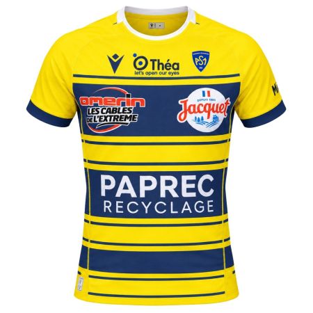Maglia rugby ASM Clermont casa 2026 Macron gialla blu navy