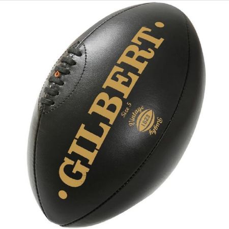 Pallone da rugby vintage in pelle nera misura mini - Gilbert
