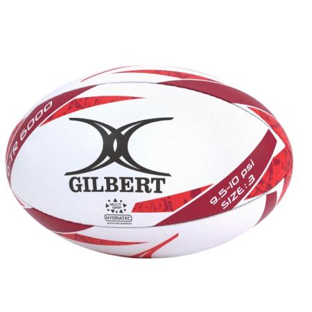 Pallone rugby Gilbert G-TR6000 rosso taglia 3 vista laterale