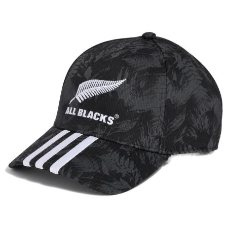 Berretto rugby bambino All Blacks nero con ricamo felce argentato Adidas vista frontale