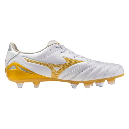 Scarpe da Rugby Ibride Morelia Neo IV Pro Mix FG Bianco e Oro - Terreno Morbido - Mizuno