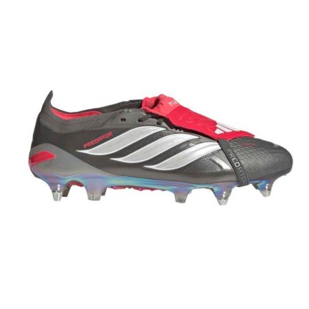 Scarpe Rugby Predator Elite Linguetta Ripiegabile Tacchetti Ibridi Terreno Morbido Acciaio/Rosso - Adidas