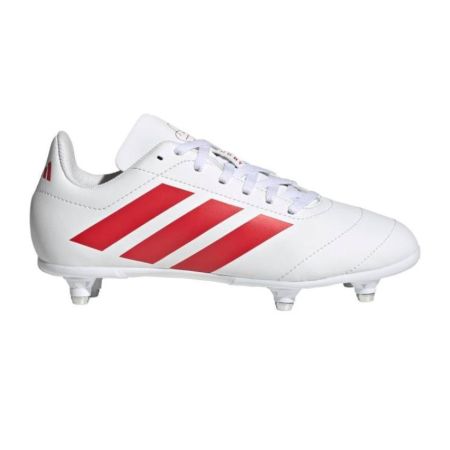 Scarpa da rugby Adidas RS-15 Junior SG bianca vista tre quarti frontale