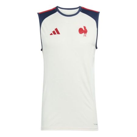 Canottiera rugby adidas Francia FFR bianco crema vista frontale