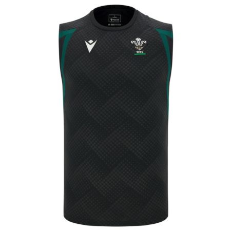 Canottiera allenamento rugby Galles nera Macron micromesh schiena