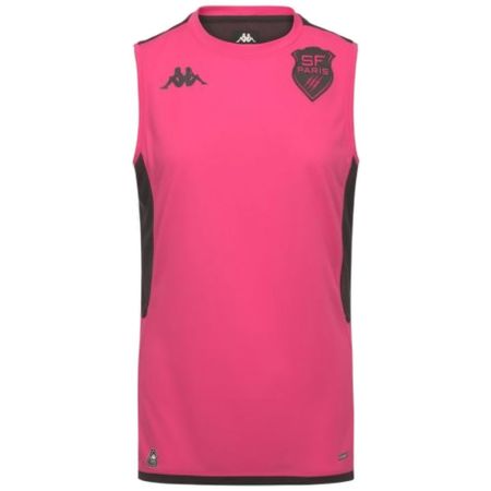 Canottiera rugby rosa Stade Français Paris Kappa tagli neri fianchi