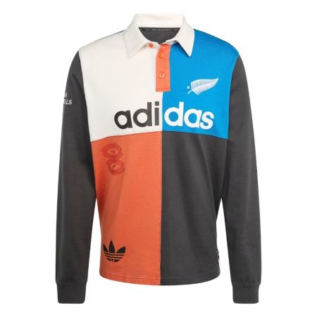 Polo rugby heritage Adidas All Blacks grigio carbon vista frontale