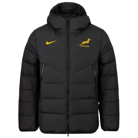 Piumino rugby Springboks Nike nero cappuccio rimovibile stemma ricamato