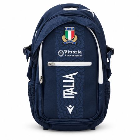 Zaino Shuttle Macron Italia 2026/27 blu marino vista frontale stemma FIR