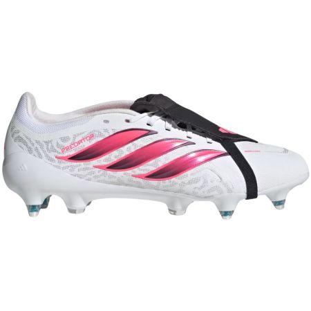 Scarpa da rugby Adidas Predator League bianca profilo linguetta pieghevole