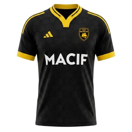 Maglia rugby bambino nera gialla Stade Rochelais Adidas trasferta 2627