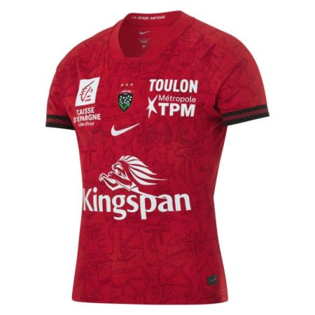 Maglia rugby RCT Toulon trasferta 2026-2027 Nike rosso nero vista frontale